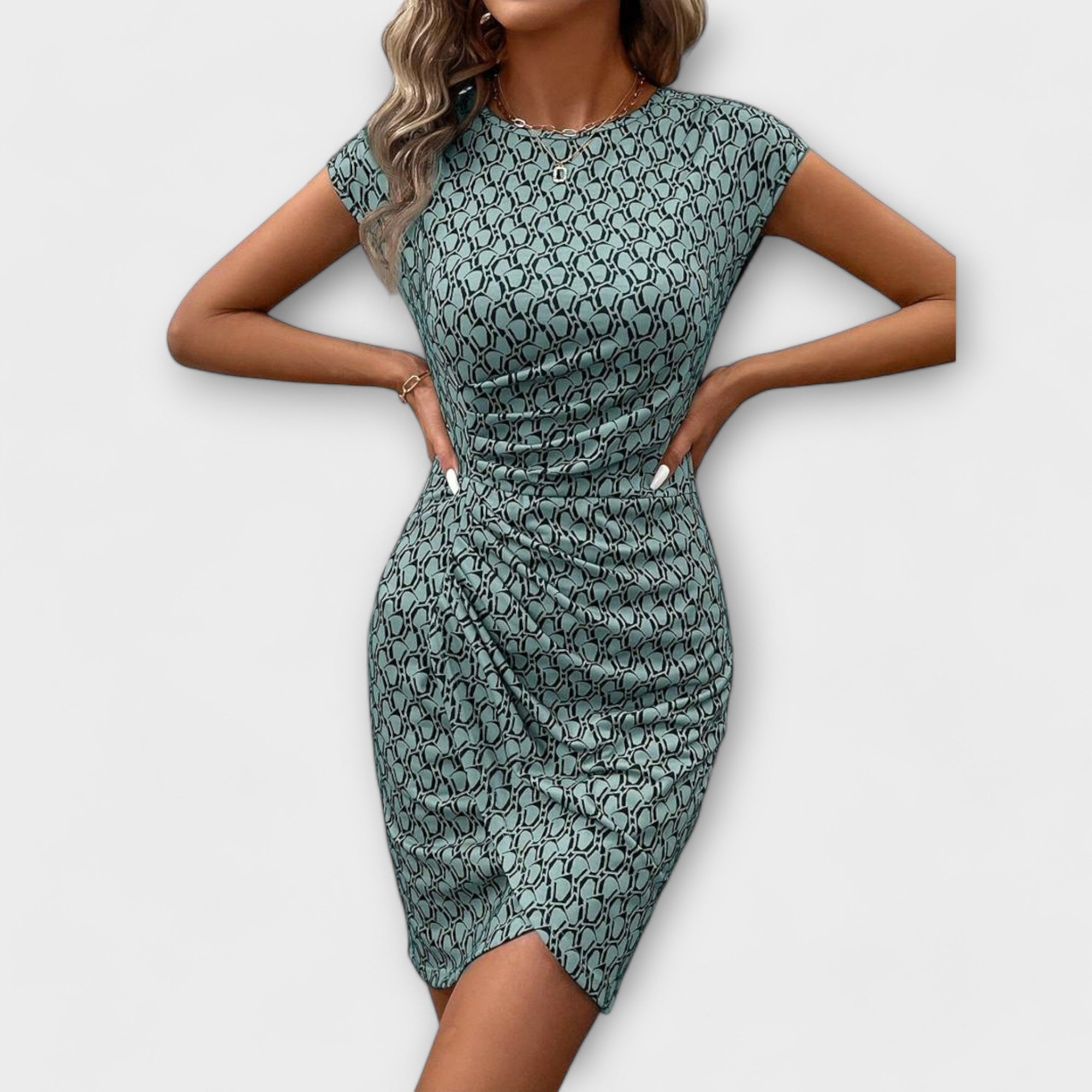 Emma - Short sleeve tulip dress with print