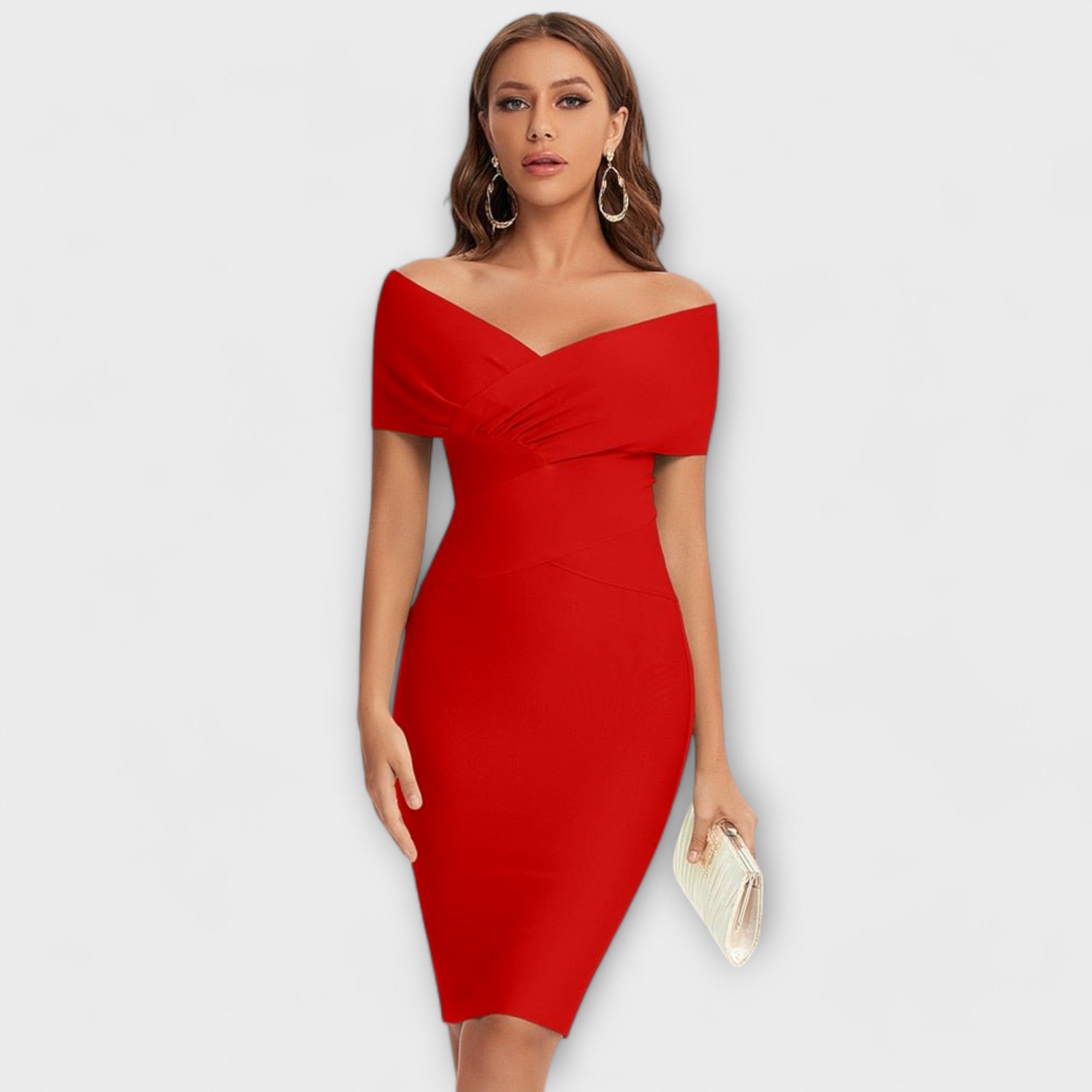 Elegant dress with a V-neck