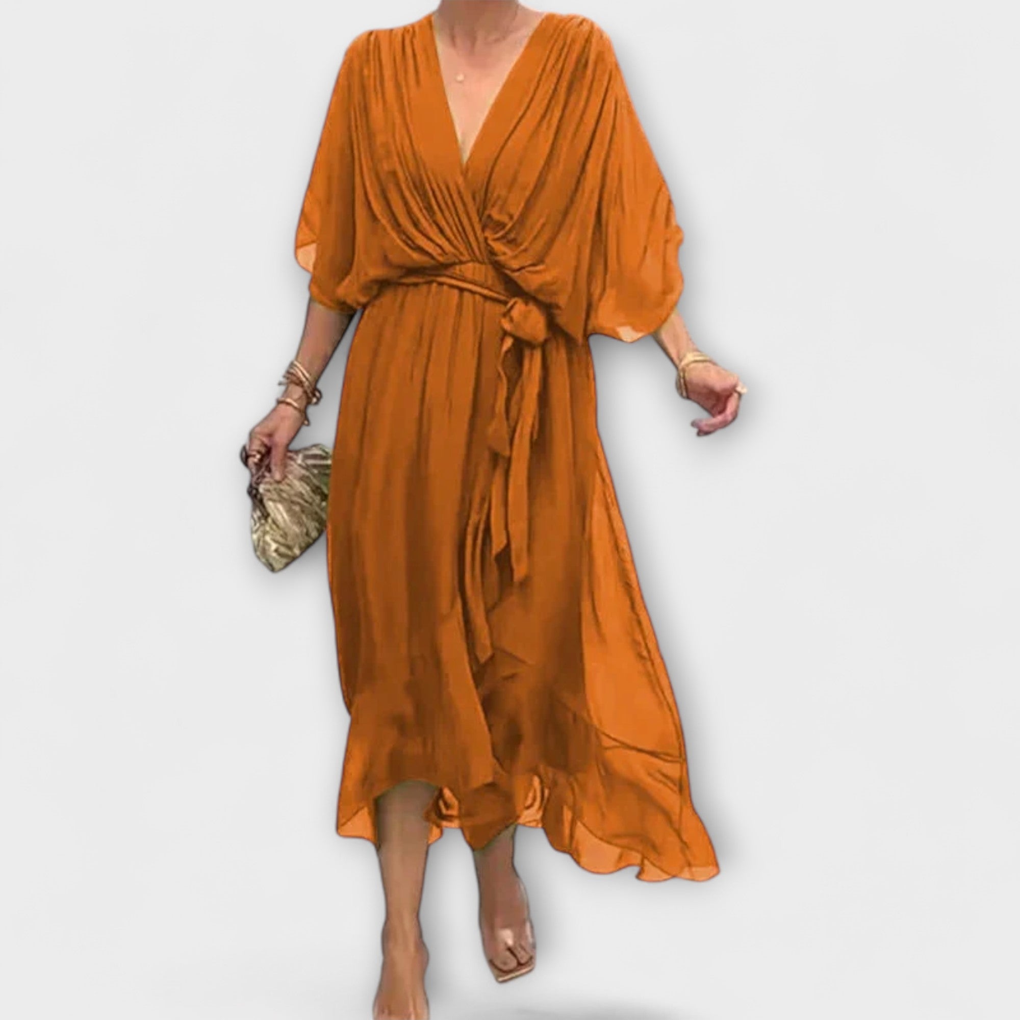 Amoura - Chiffon Dress with V-Neck